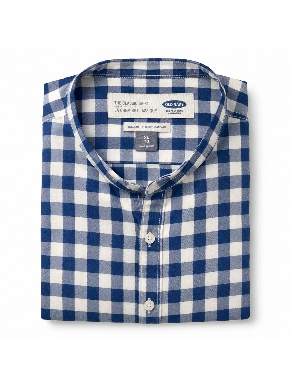 Old Navy Classic Fit Blue and White Gingham Button-Up Shirt XL